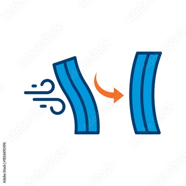 Fototapeta Flexible material adapting to wind pressure illustrating resilience and elasticity ideal for engineering and environmental science presentations.