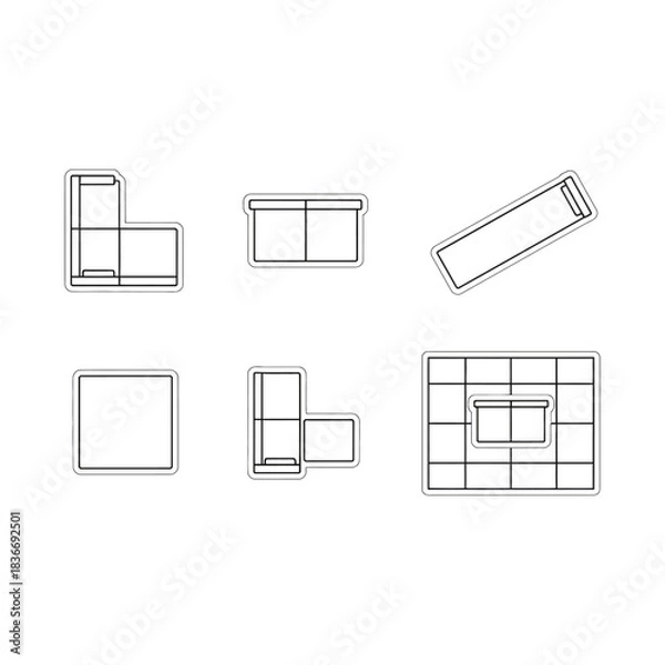 Fototapeta floor plan furniture layout illustrating interior design options for residential spaces creating design blueprints for home remodeling and furniture arrangement
