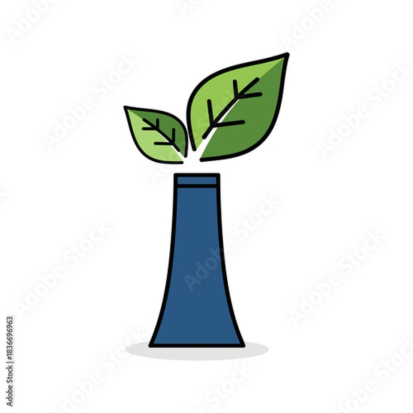 Fototapeta green energy innovation a concept featuring a modern power plant emitting leaves symbolizing eco-friendly technology and a sustainable future