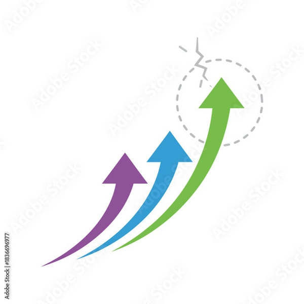 Fototapeta growth chart with arrows indicating progress representing exceeding expectations and breaking limits perfect for illustrating business strategy  success