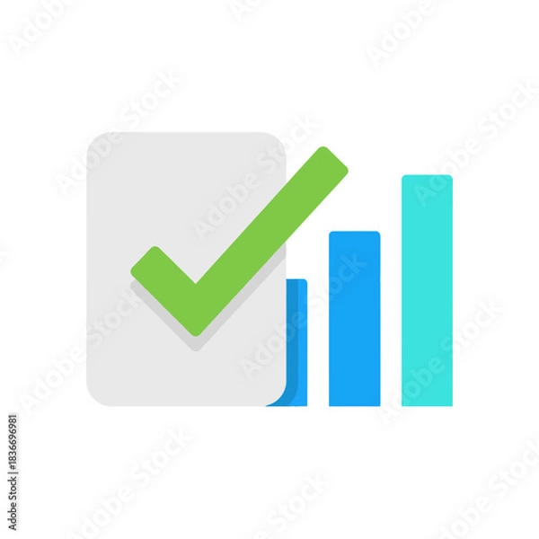 Fototapeta Growth chart with check mark conveying success perfect for illustrating business progress reports data analysis and positive results modern and clean design.