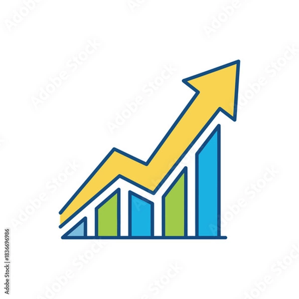 Fototapeta growth chart showing positive trend visualizing financial progress against a white background ideal for business reports  investment strategies.