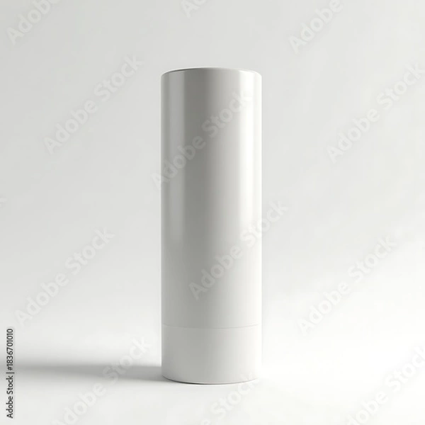 Fototapeta Elegant White Cylinder on Soft Gray Background for Product Mockup