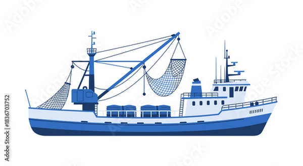 Fototapeta Vector of ship in the sea