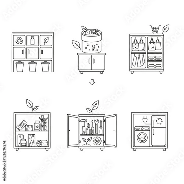 Obraz promoting sustainability with upcycling showing eco-friendly lifestyle and waste reduction ideal for environmental awareness campaigns and creative repurposing