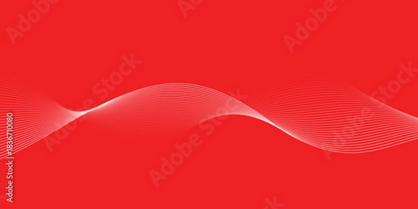 Fototapeta abstract creative red white blend wave line design on red.