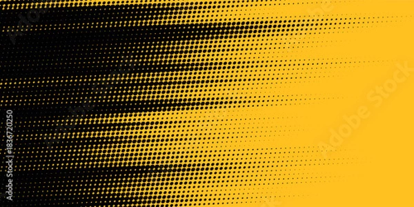 Fototapeta Yellow and black backdrop with dot halftone pattern element. Abstract brush grunge background. retro comic concept for your graphic design, banner or poster See Less