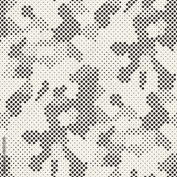 Fototapeta Modern Stylish Halftone Texture. Endless Abstract Background With Random Circles. Vector Seamless Mosaic Pattern.