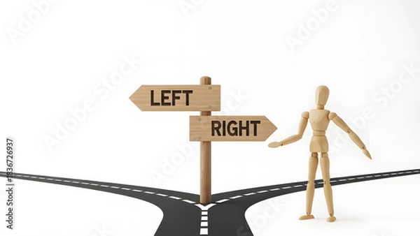 Obraz 分かれ道で進む方向を選択するデッサン人形