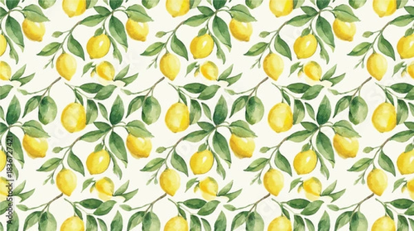 Obraz Lemon and leaves seamless pattern