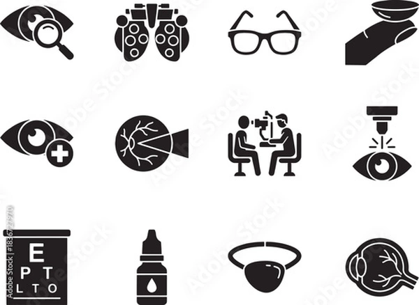Obraz Set oftalmology icon isolated on white