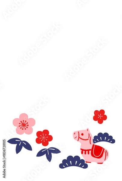 Obraz うま年　縁起物のシンプルな年賀状テンプレート