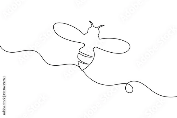 Obraz Minimalist bee continuous one line art vector illustration