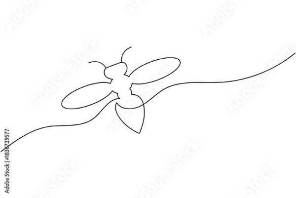 Obraz Minimalist bee continuous one line art vector illustration