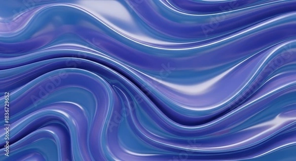 Obraz Abstract flowing waves of blue and purple with a glossy, metallic sheen.