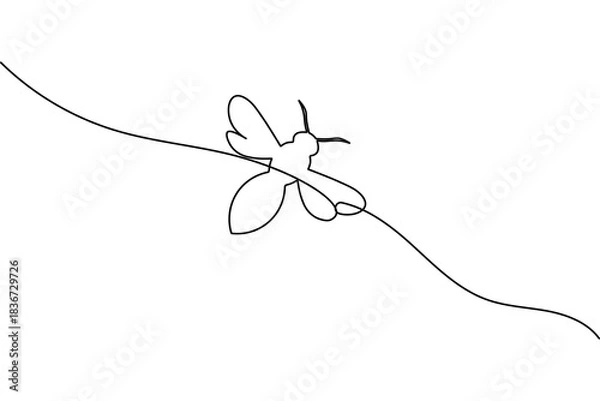 Obraz Minimalist bee continuous one line art vector illustration