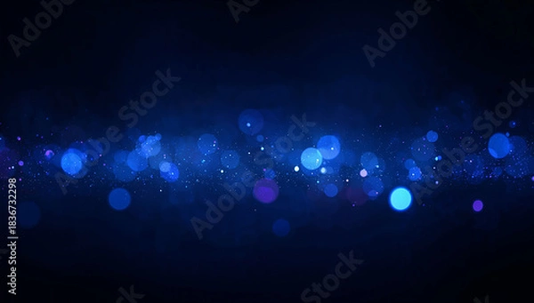 Obraz ダークブルーの空間に光の粒子が舞う高級感あるグラデーション抽象背景.生成AI