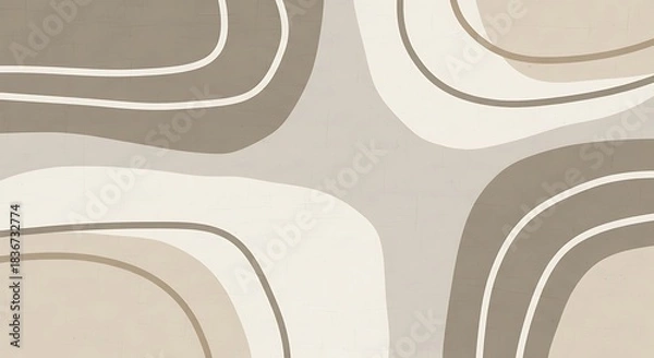 Obraz Abstract wavy pattern with organic shapes in neutral beige and brown tones.