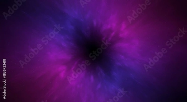 Obraz Abstract dark void surrounded by vibrant purple and blue swirling energy.