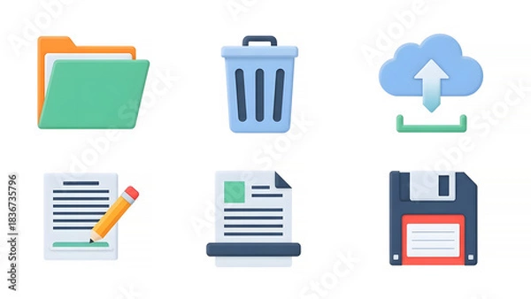Obraz Cloud storage file management and data backup icons icon set collection