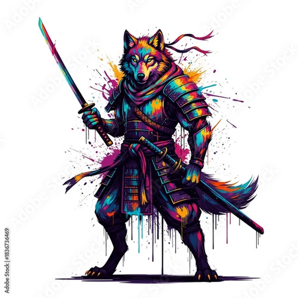 Obraz the wolf with a sword in a hand