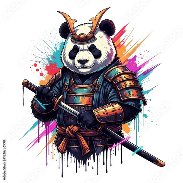 Obraz Panda Samurai with Armor and Sword