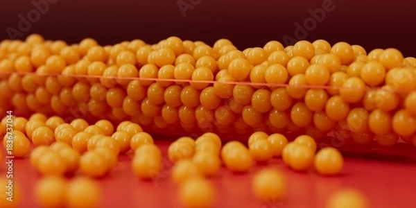 Obraz Small yellow balls in a transparent container 3D computer generated background image 