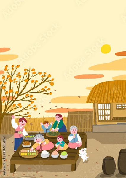 Obraz 가을 추석 시골 명절 가족 휴가