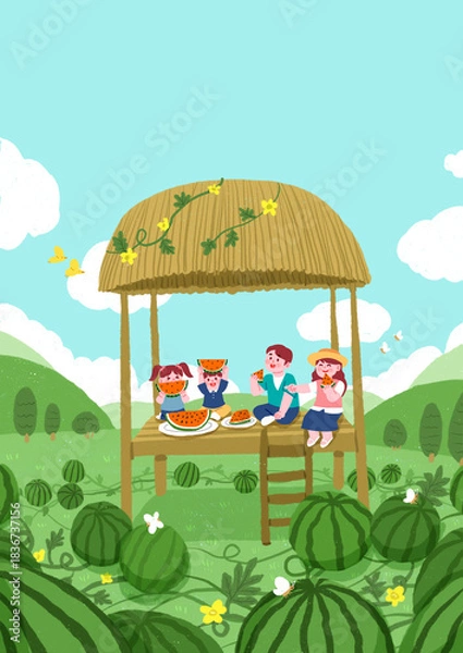 Obraz 여름방학 휴가 오두막 시골 체험