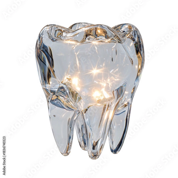Fototapeta Glass molar tooth shaped decorative light fixture isolated on transparent background