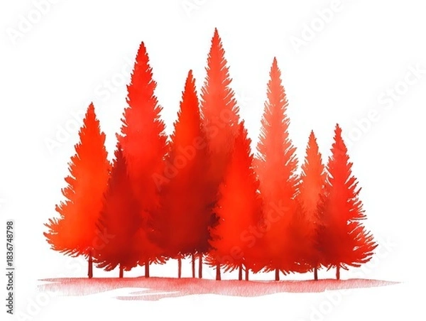 Obraz Red Christmas trees