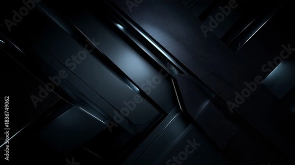 Obraz Abstract dark background with metallic textures and geometric shapes creating depth.