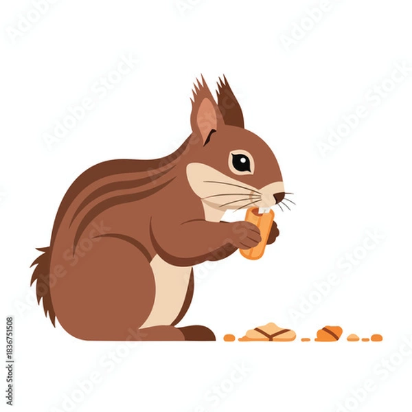 Fototapeta Cartoon Squirrel Eating Nut
