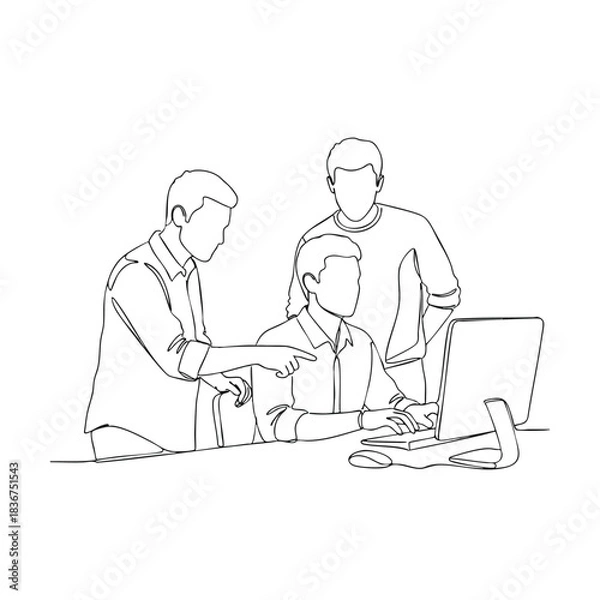 Fototapeta Team Collaboration on Computer Project