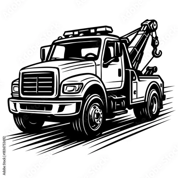 Fototapeta dynamic tow truck accelerating