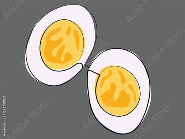Obraz Boiled eggs in a continuous line pattern in a continuous line pattern