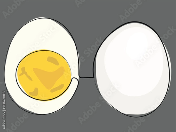 Obraz Boiled eggs in a continuous line pattern in a continuous line pattern