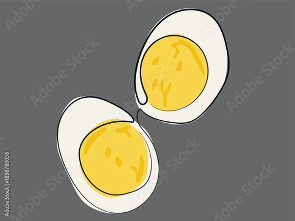 Obraz Boiled eggs in a continuous line pattern in a continuous line pattern