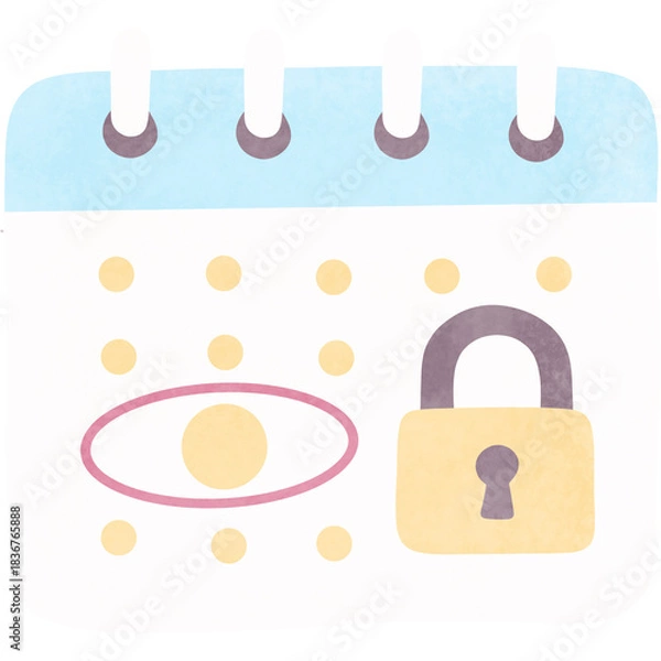 Obraz Secure Calendar With Privacy Lock Illustration