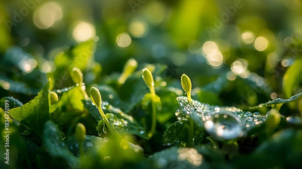 Obraz 明るい光と伸びる新芽