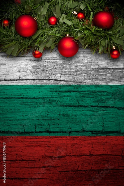 Obraz christmas decoration on wooden background from bulgaria