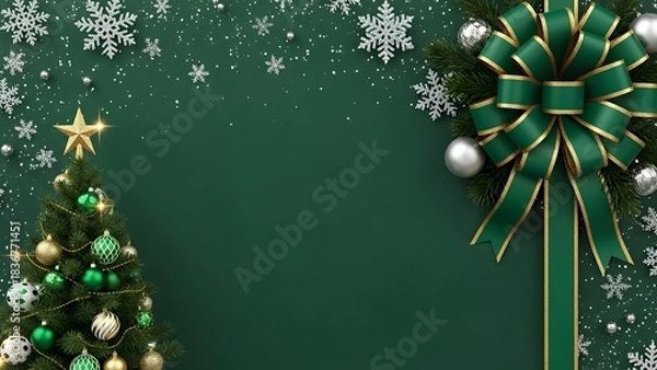 Fototapeta コピースペースがある夜空のような緑の背景