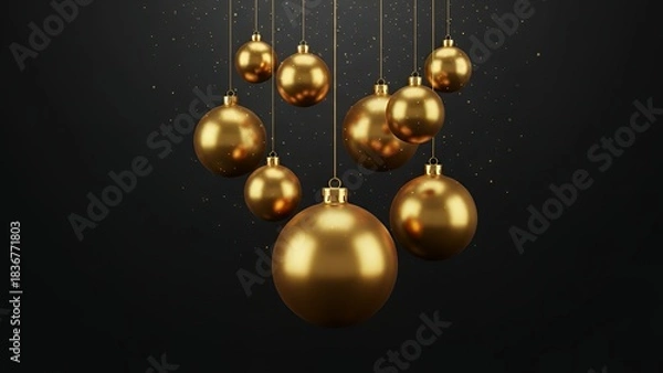 Fototapeta 輝く金のボールと粒子のラグジュアリーな背景