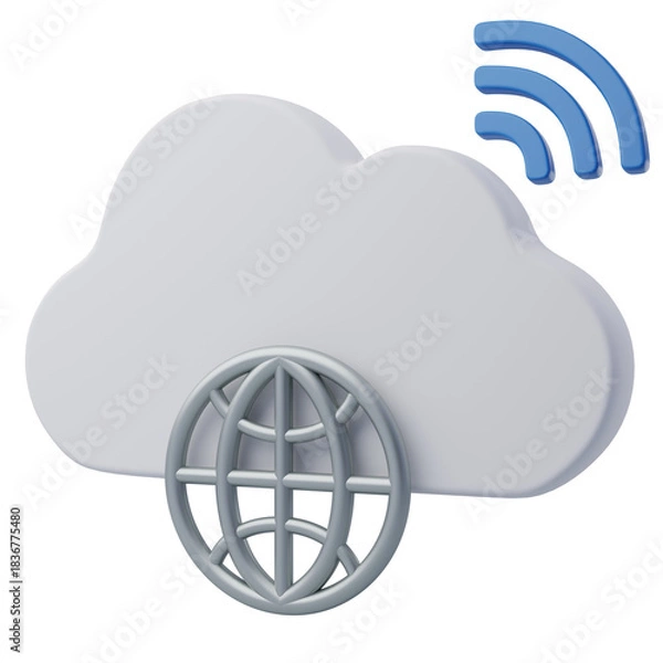 Fototapeta Cloud internet connection with global network icon