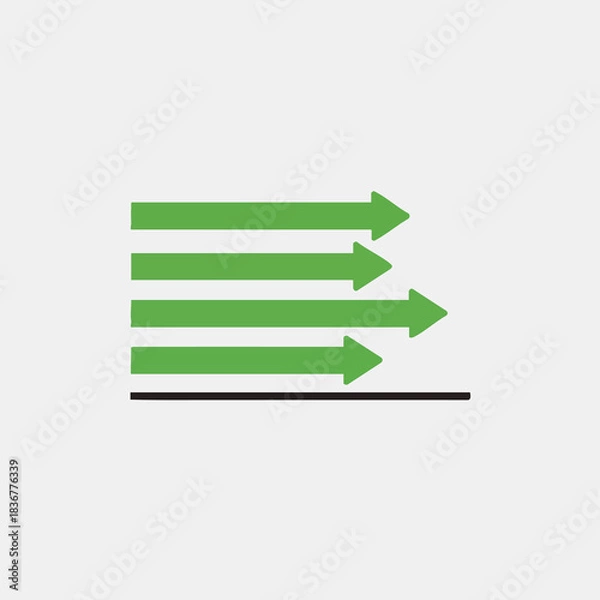 Fototapeta Green Arrows Pointing Right on White Background