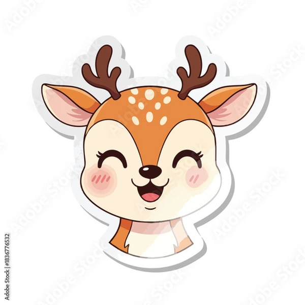 Fototapeta Adorable cartoon deer with a cheerful expression