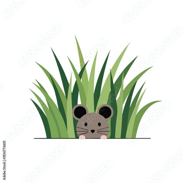 Fototapeta Mouse hiding in grass