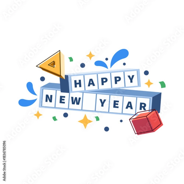 Obraz Festive Blocks Happy New Year Celebration