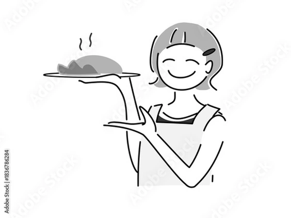 Obraz お料理を運ぶ女性の店員さん