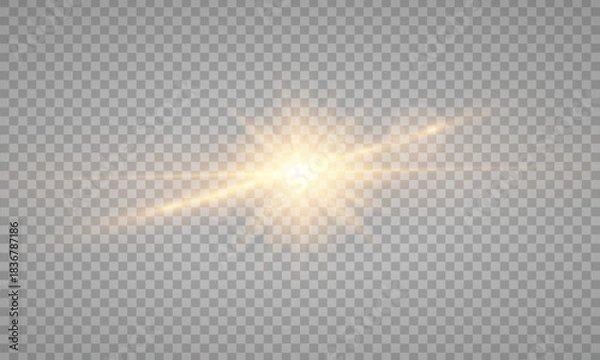 Fototapeta Vector transparent sunlight special lens flare light effect. PNG. Vector illustration